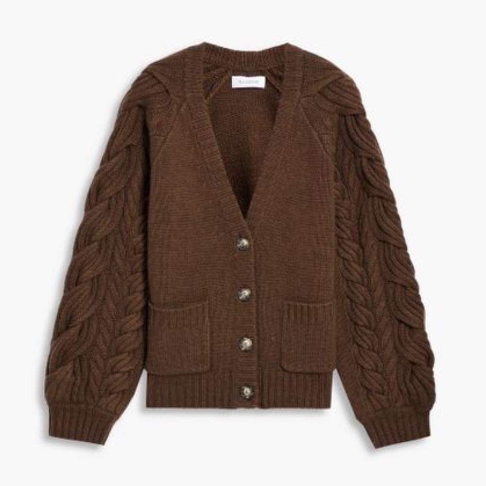 NAADAM cable knit balloon sleeve cardigan